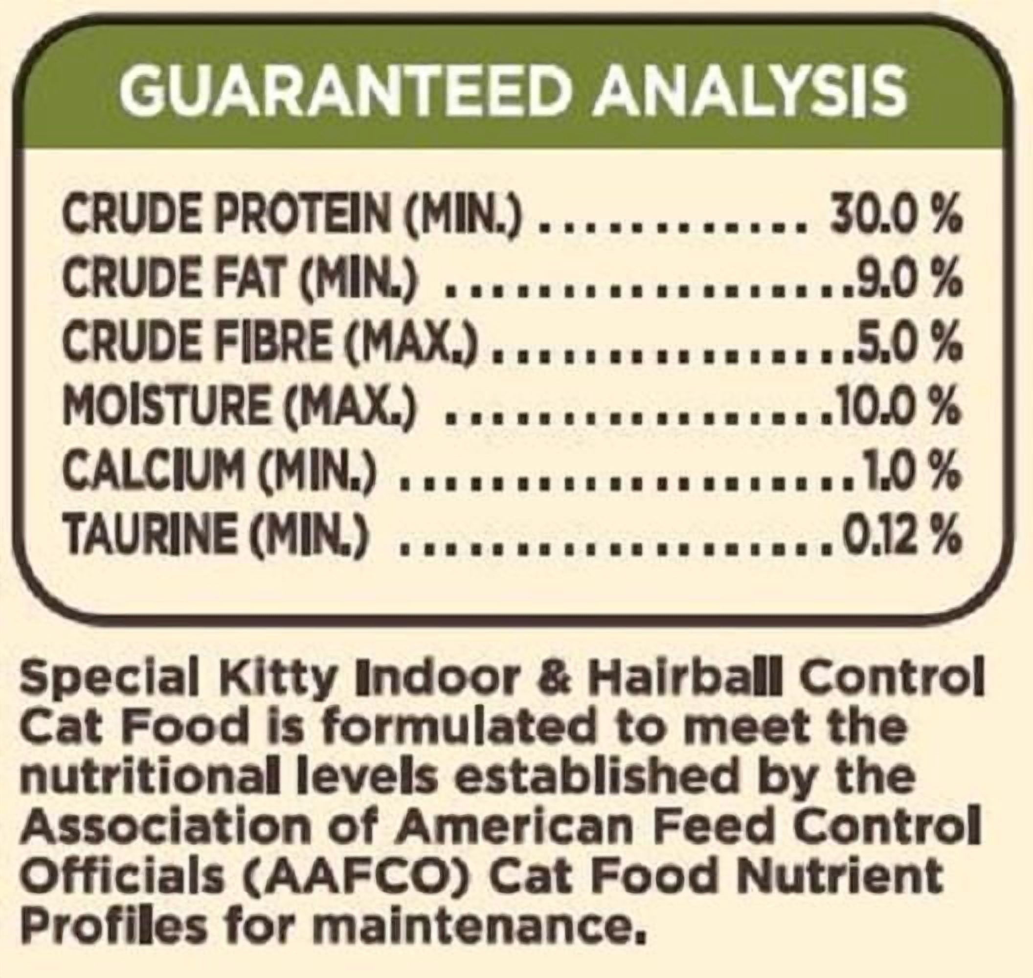 Nourriture sèche Special Kitty pour chats avec formule pour l'intérieur et contrôle des boules de poils