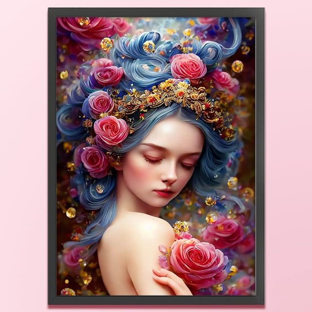 Cuadros Decorativos Bordado completo Hilo de algodón ecológico 11CT Impreso Fairy Girl Kit de punto de cruz (3) Wdftyju embutido en tela
