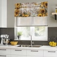thumbnail image 4 of 2 Pack Farmhouse Sunflower Valances for Windows Bedroom Living Room Window Treatments, Vintage Daisy Butterflies Rustic Wood Rod Pocket Valance Drapes Short Kitchen Curtains Over Sink 60"x18", 4 of 8
