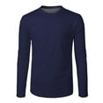 thumbnail image 4 of Daznico Mens Shirts - Mens Casual Sports Fitness Outdoor Curved Hem Solid Color Round Neck T Shirt Long Sleeve Top - Shirts for Men,Color:Navy,Size:M, 4 of 5