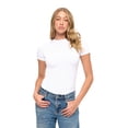 thumbnail image 3 of Natural Uniforms Womens Buttery Soft, Super Stretch Y2K Long Sleeve Baby Tee Crop Top (White, X-Small), 3 of 6