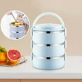 thumbnail image 4 of YIKA Tupperware Container Portable Lunch Box Circular Fresh-keeping Box Stainless Steel Insulated Student Office Worker Lunch Box Bento Boxes Kitchen Storage Blue, 4 of 9