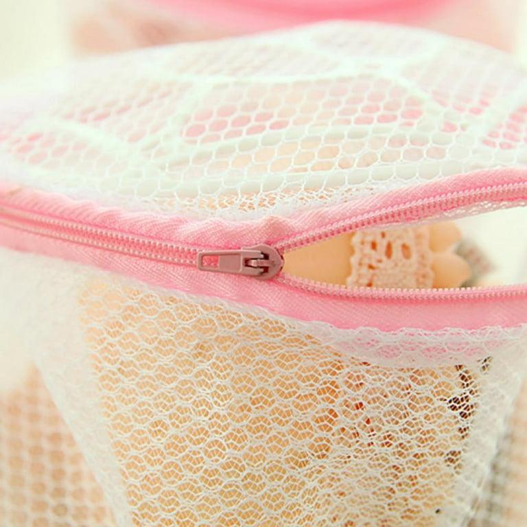 Round Mesh Laundry Bags with Zipper and Plastic Holder for Bras