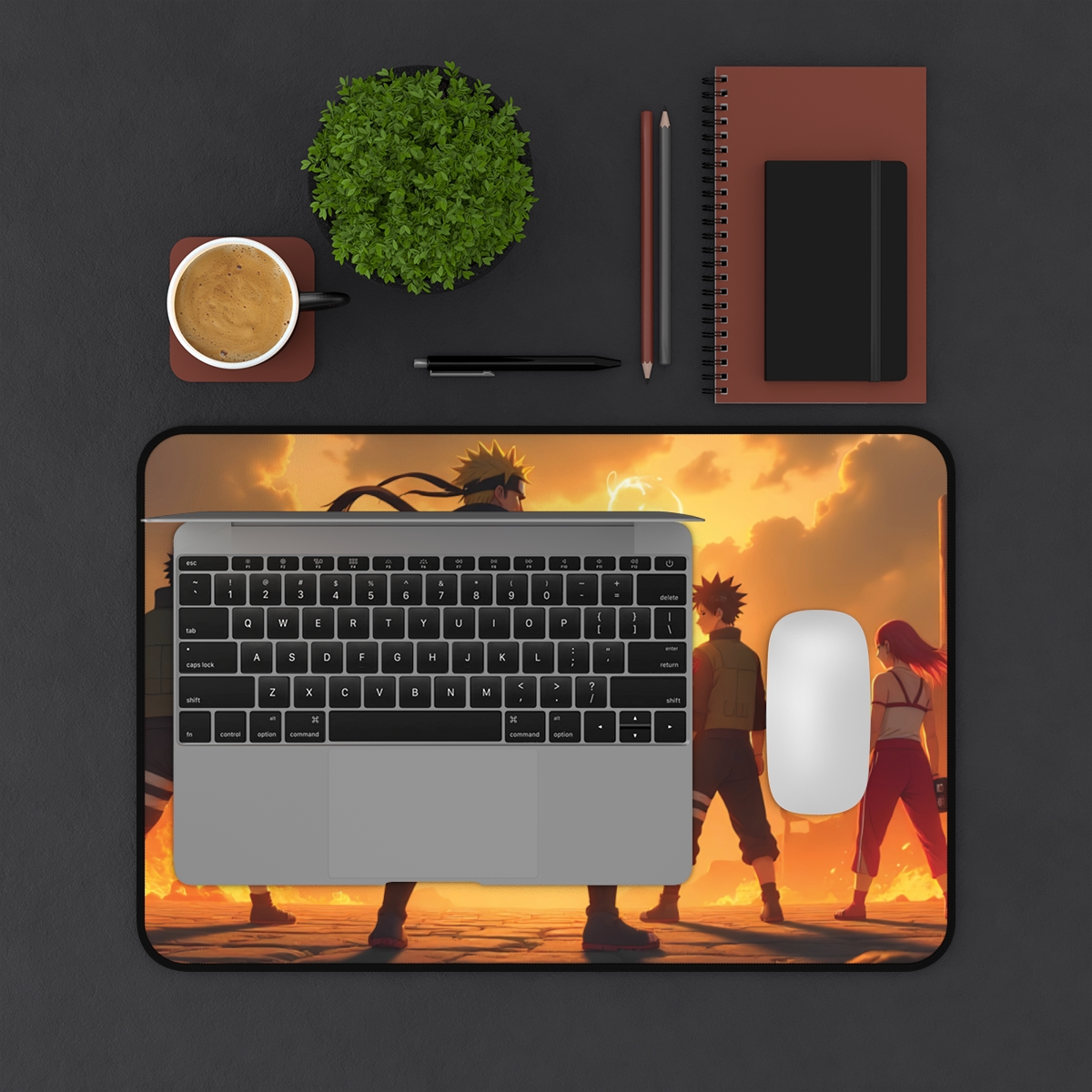 Anime Desk Mat | Sunset Ninja Warrior Design Office Decor Large Gaming Mouse Pad | Desk Matt for Desktop | Desk Protector Mat | 12x18 in
