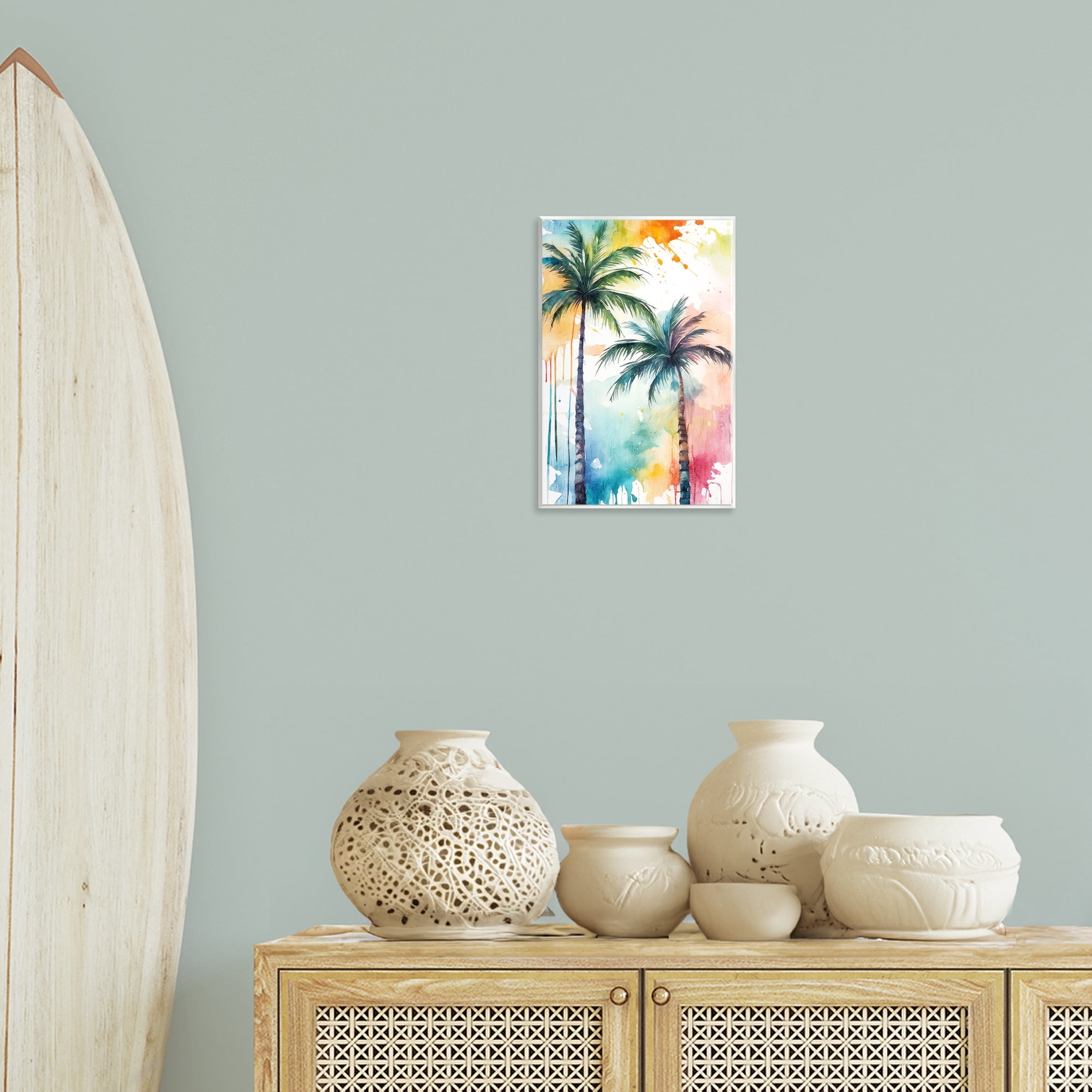 Stupell Industries Paint Splash Palms Botanical & Floral Painting Unframed Art Print Wall Art, 10 x 15