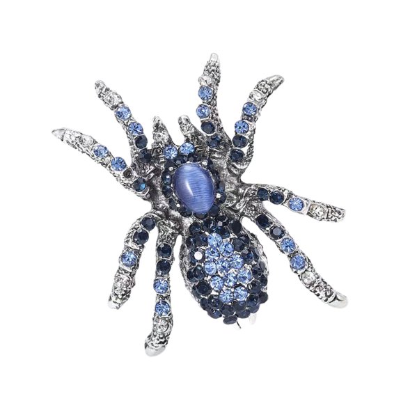 Aellinatey Statement Rhinestones Encrusted Spiders Brooch Ornament Trendy Lapel Pin Charm