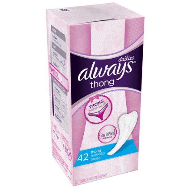 Always Thong Pantiliners, Unscented 42 ea (Pack of 3)