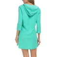 thumbnail image 4 of HDE Women's Terry Cloth Beach Cover Up Tunic Dress with Hood Turquoise - S, 4 of 7