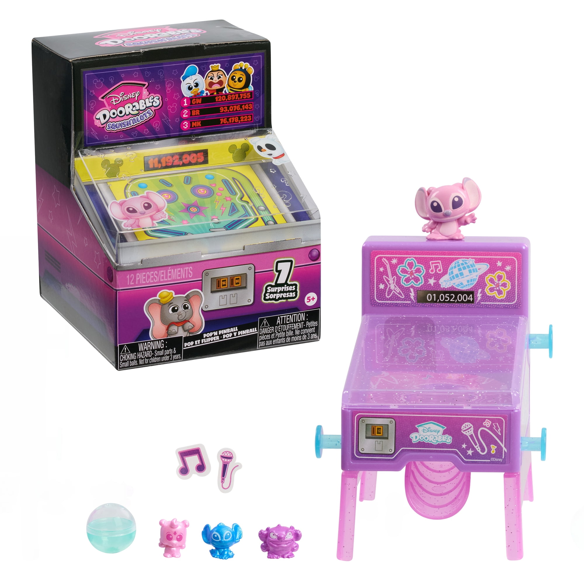 Disney Doorables Squish’Alots Poppin Pinball Game, Mini Arcade Toy with 7 Surprises, , Mystery Pinball Theme, and Capsules, Kids Toys Ages 5 up