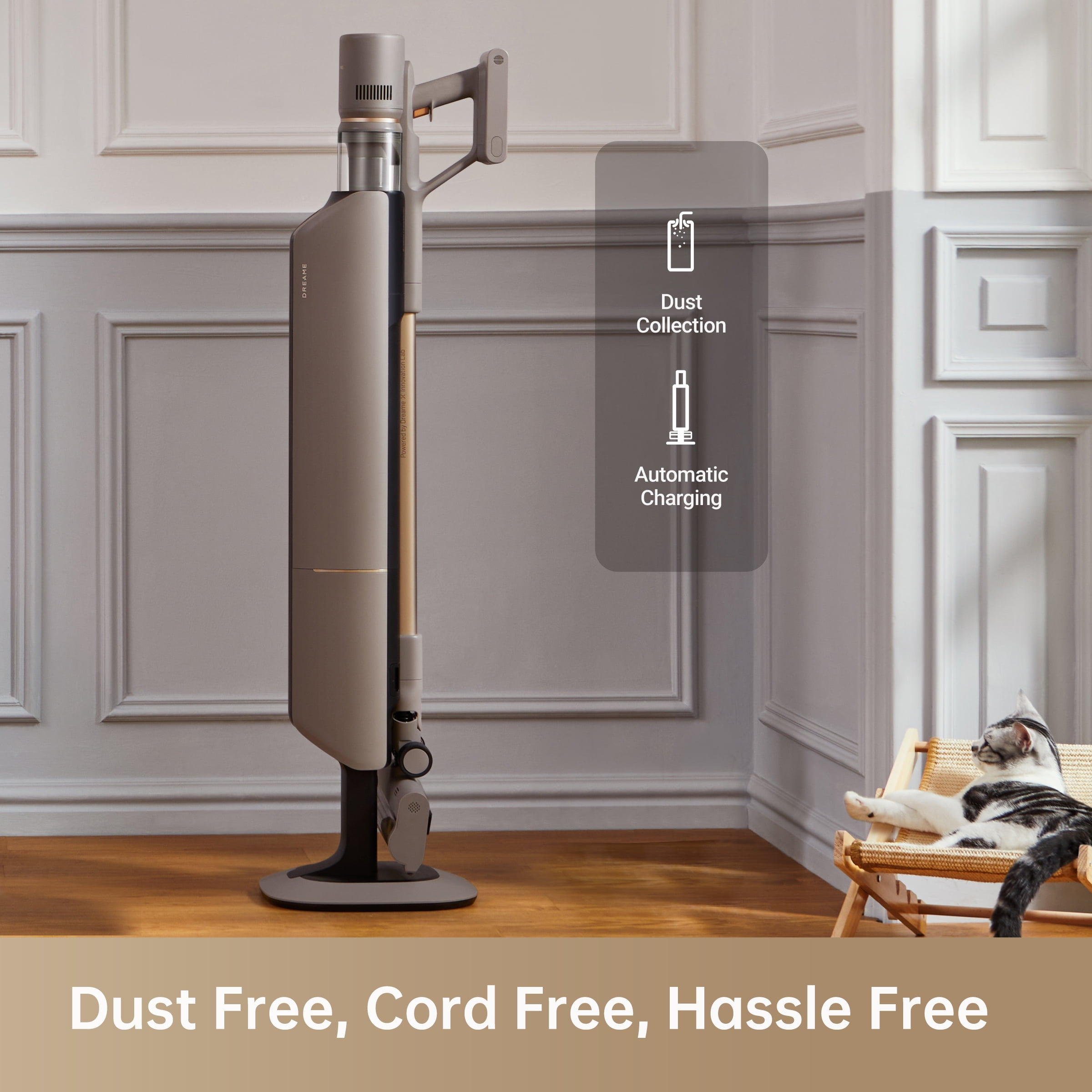 Dreame Cordless Stick Vacuum Cleaner with 2.5L Dust Base, Powerful Vacuum for Carpet and Pet Hair, Z10-W