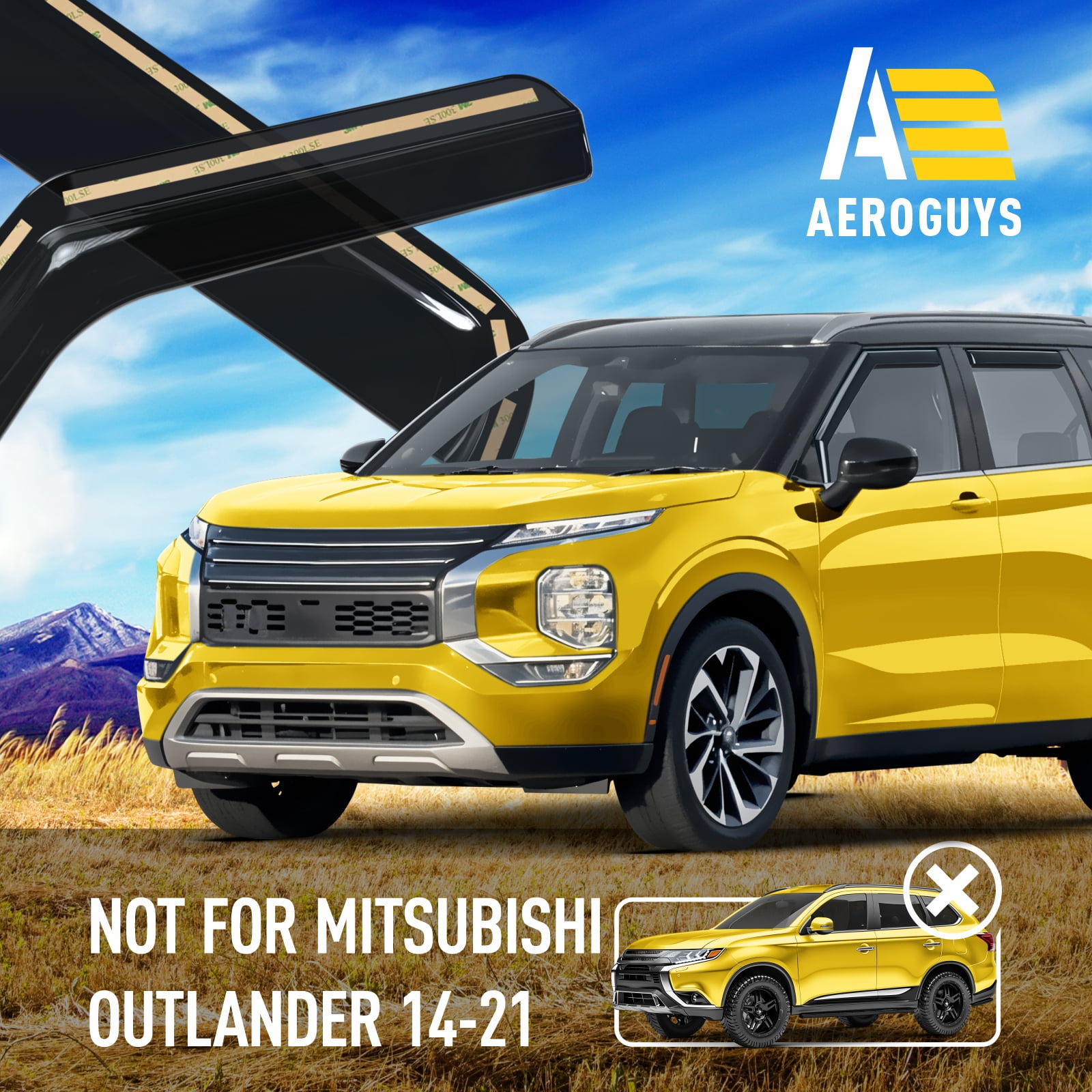 AEROGUYS Extra Durable Window Deflectors In-Channel Window Visors Rain Guards Fit for Mitsubishi Outlander 2022-2026, Sun Visors, Wind VentVisors, Exterior Car Accessories - 4 pcs. AG0848