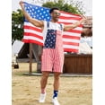 thumbnail image 3 of 250th Anniversary American Flag Overalls Men,4th of July Socks,Patriotic Sunglasses,USA Cape,4 Pcs for Memorial Labor Day(Red White and Blue,XL), 3 of 12