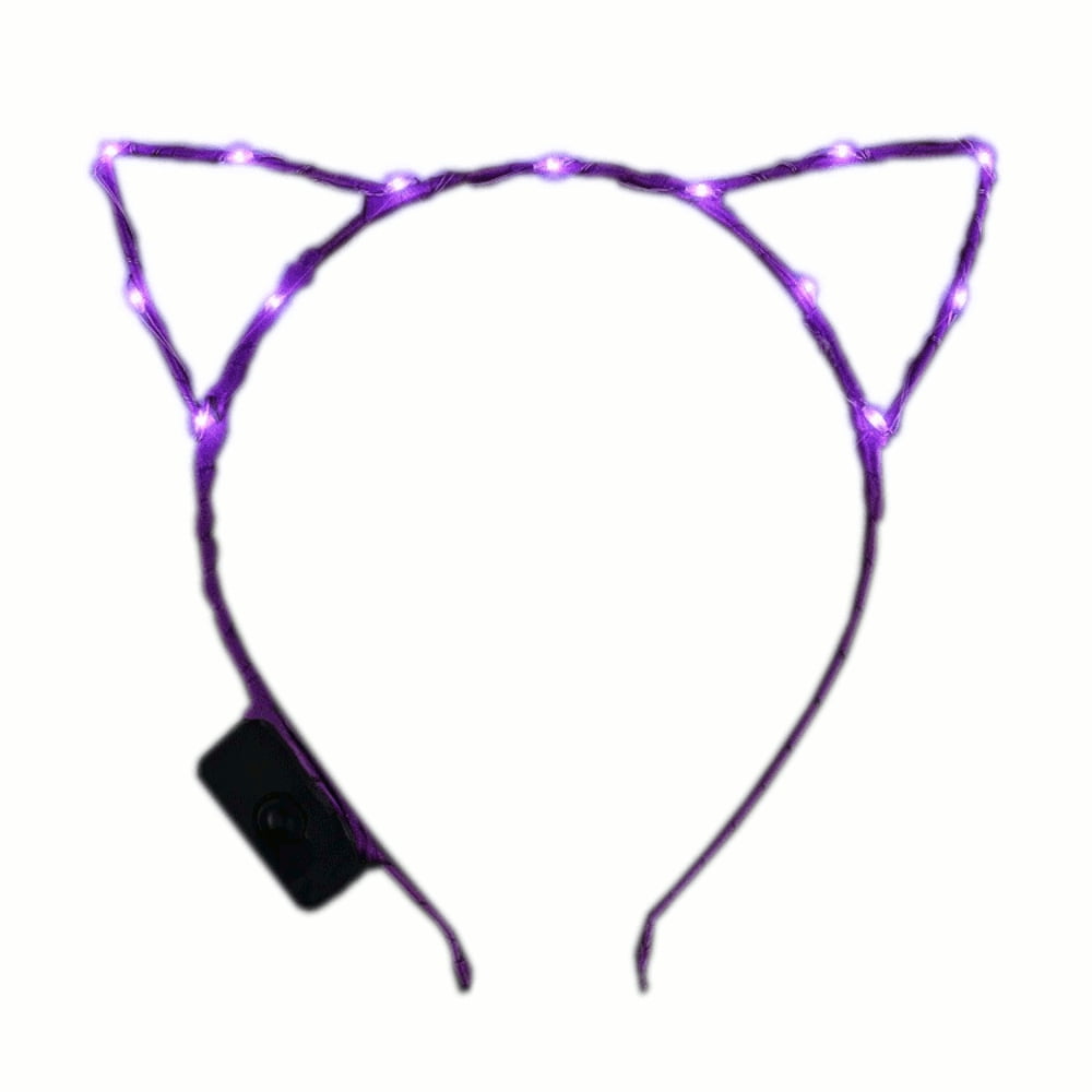 Purple LED Kitty Cat Ear Headband