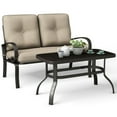 thumbnail image 1 of Costway 2 Pcs Patio Outdoor LoveSeat Coffee Table Set Furniture Bench With Cushion, 1 of 10