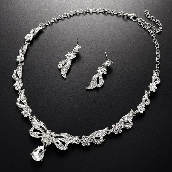 Xinyolin Bridal Necklace Earrings Rhinestone - Adjustable Jewelry Exaggerate Lightweight Jewelry Set for Wedding