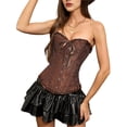 thumbnail image 3 of Tops de Corsé para Mujer, Lencería Moldeadora con Bustier, Body Push Up con Cintura de Encaje Café 5XL, 3 of 10