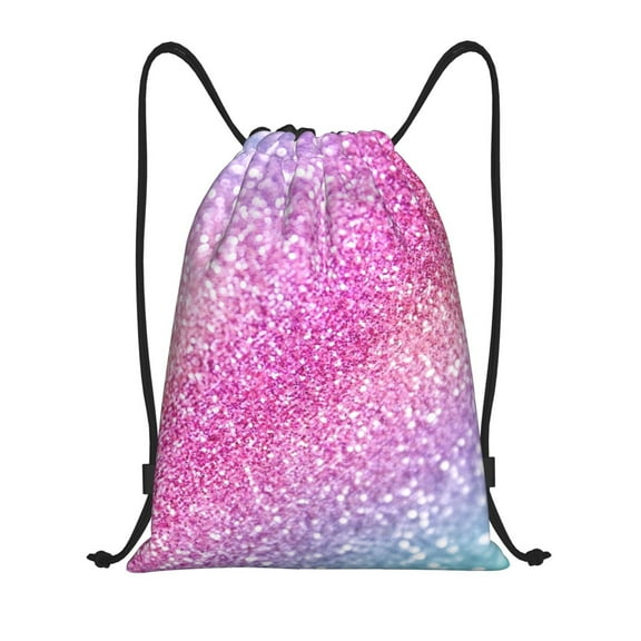Kdxio Fun Rainbow Pink Print Drawstring Backpack Bag,Waterproof Draw String Back Sack, Gym Drawstring Bags Swim Bag For Unisex