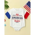 thumbnail image 2 of Bagilaanoe 4th of July Newborn Baby Boy Girl Rompers Letter Print Short Sleeve Bodysuit 6M 12M 18M 24M Infant Summer One Piece Short Jumpsuit for Independence Day, 2 of 8