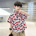 thumbnail image 5 of Twczz Boys Hawaiian Shirts with Pocket- Summer Beach Casual Short Sleeve Button Down Floral Shirts Red Size 3 T, 5 of 5