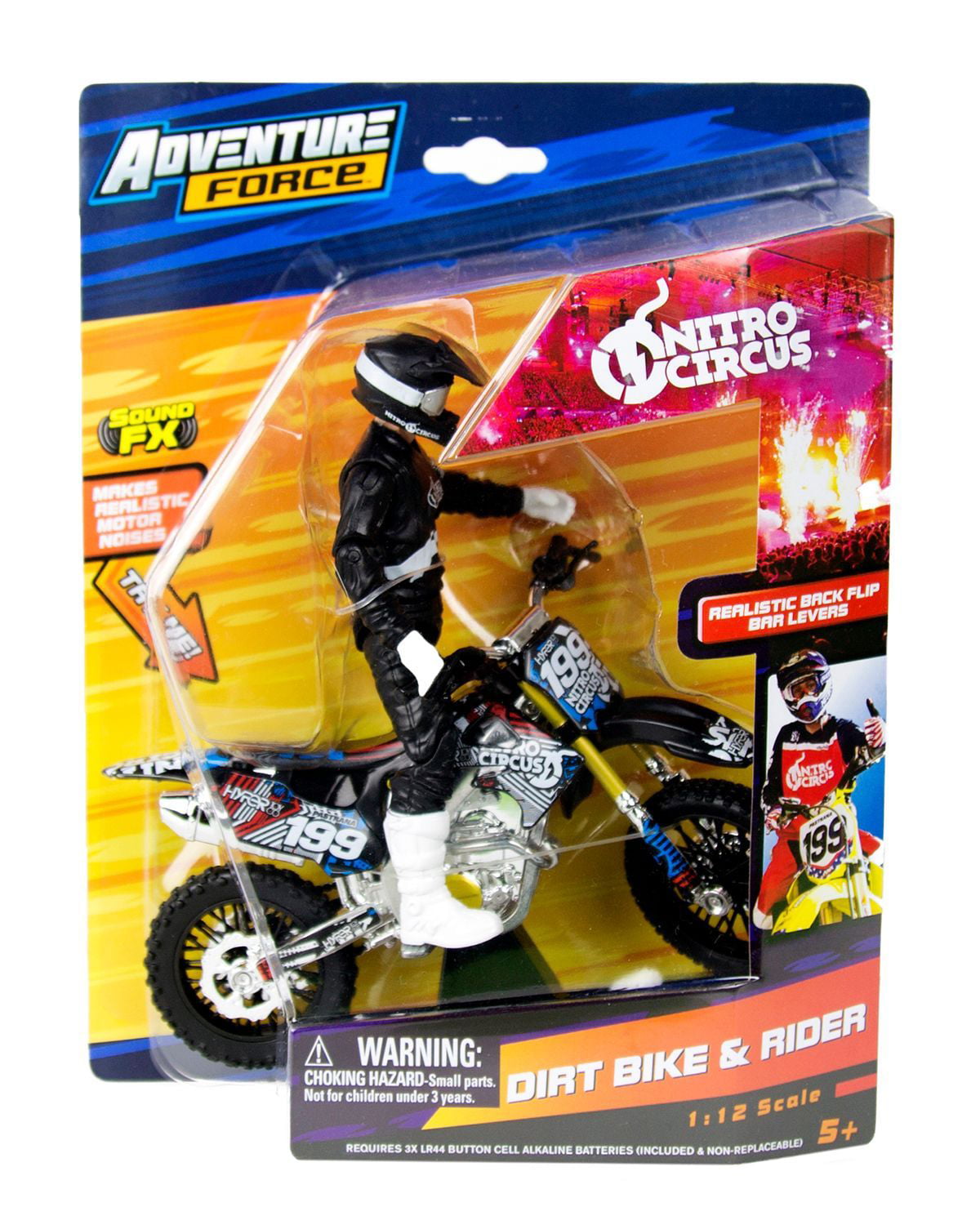 Adventure Force Nitro Circus Dirt Bike & Rider Toy, 112 Replica