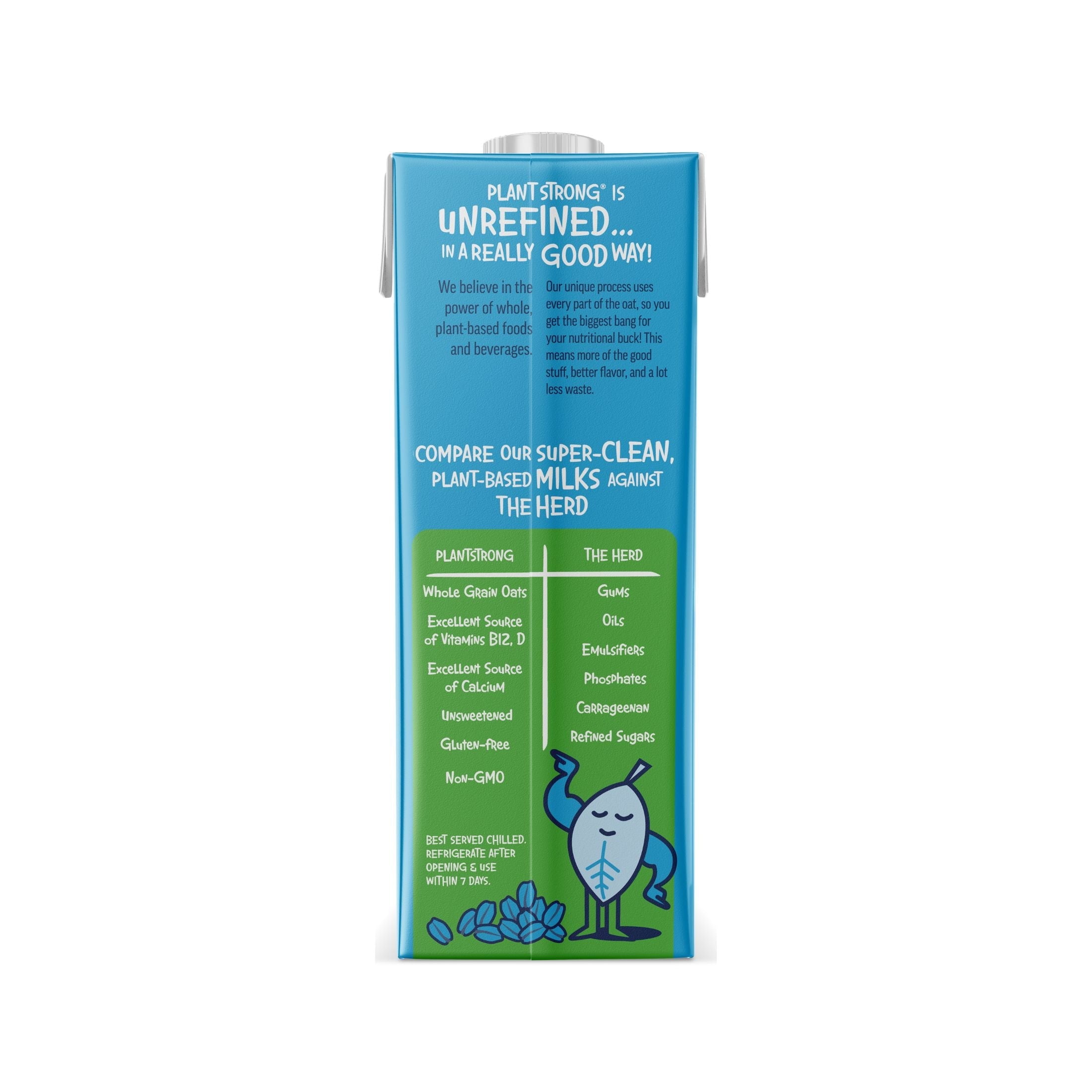 (3 pack) PLANTSTRONG Unsweetened Oat Milk - Whole Fortified Plant Milk
