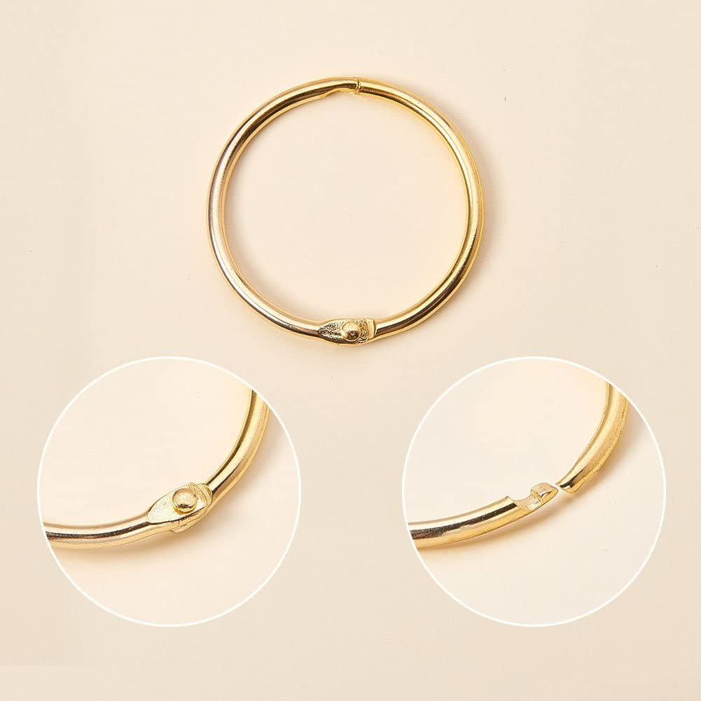 1set 100 Pieces 5 Size Book Rings Loose Leaf Binder Ring Key Chain Key Rings 0.7 Inch 1 Inch 1.2 Inch 1.3 Inch 1.7 Inch Golden