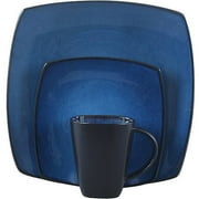 Gibson Home Soho Lounge Square Stoneware 16 Piece Dinnerware Set, Blue