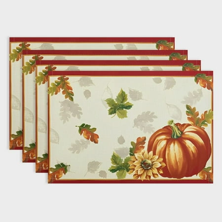 

ZHZY Leaves Bordered Fall Placemats Seasonal Dining Table Mats 18x12in