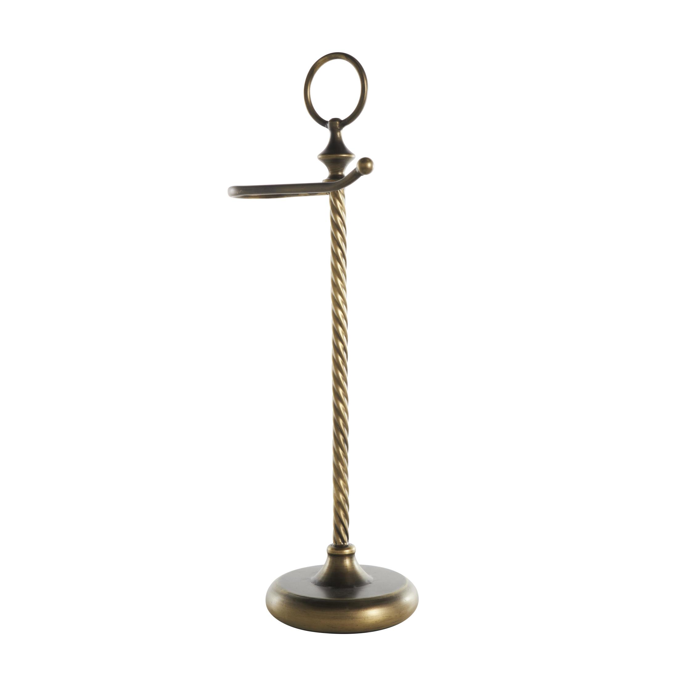 DecMode Brass Toilet Paper Holder with Twisted Stand and Ring Top