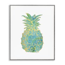 Stupell Industries Glam & Green Pineapple Food & Beverage Painting Gray Framed Art Print Wall Art, 24 x 30