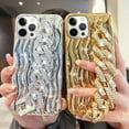 thumbnail image 3 of for iPhone 13 Pro Max Glitter Case Luxury Bling Rhinestones Wrist Strap Water Ripple Pattern Cute Girly Sparkle Shiny Diamond Chain Bracelet Soft TPU Shockproof Cover for Women Girls, Silver, 3 of 9