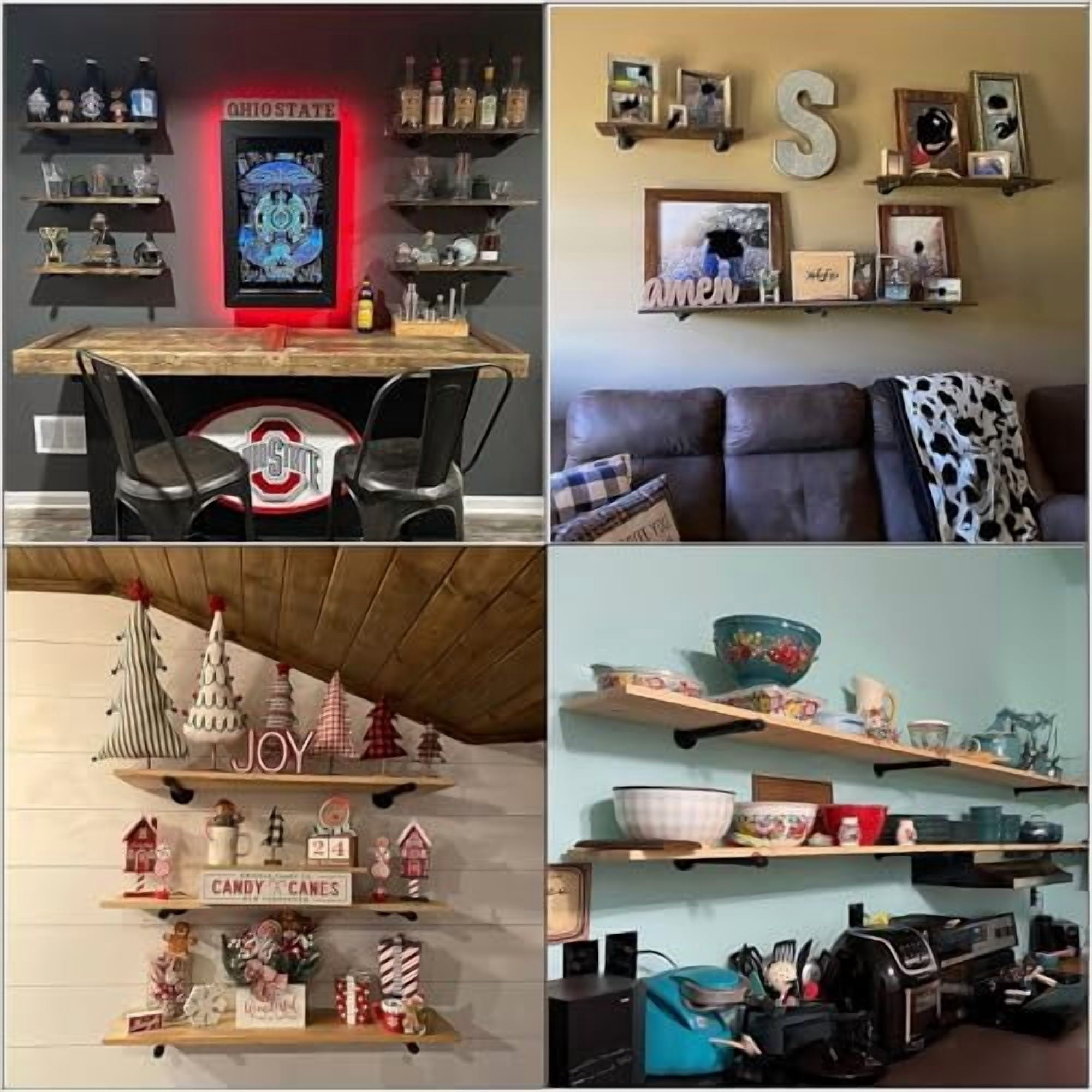 Industrial Pipe Shelf Brackets 10 Pack Wall Mount DIY Shelving Brackets 8 in Pipe Decor Wall Rustic Garment Rack Floating Shelf Bracket