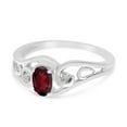 thumbnail image 3 of 14k White Gold Oval Garnet And Diamond Ring, 3 of 6