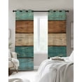 thumbnail image 3 of Teal Turquoise Blackout Curtains 84 Inches Long for Bedroom, Retro Farmhouse Wood Grain Brown Thermal Insulated Room Darkening Black Out Window Curtain Panels Grommet Drapes for Living Room, 3 of 8