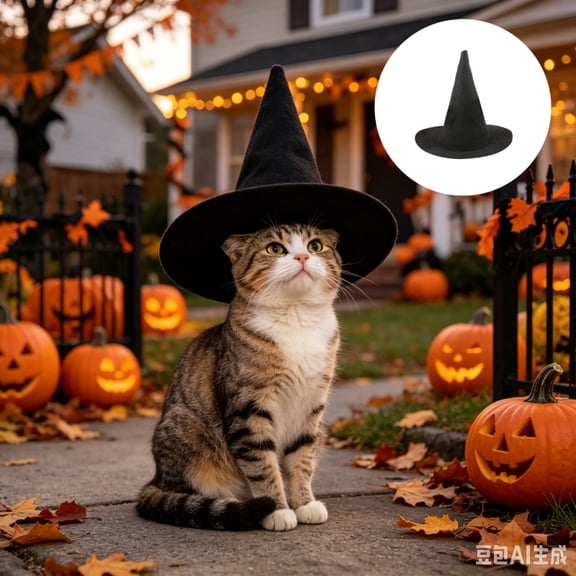 5.12 Inch Black Mini Pet Witch Hat, Halloween Costume Hat for Cats, Cute Pet Accessory for Holiday Party and Photo Shoots