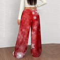 thumbnail image 4 of Women's Casual Fashion Christmas Print Elastic Waist Loose Plush Wide Leg Pants, Comfortable Home and Sleepwear Bottoms for Winter, Warm and Cozy Lounge Pants, Red, XL, 4 of 4