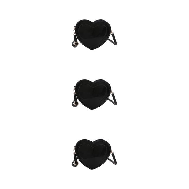 Bolso bandolera Qarigey de PU vintage negro en forma de corazón