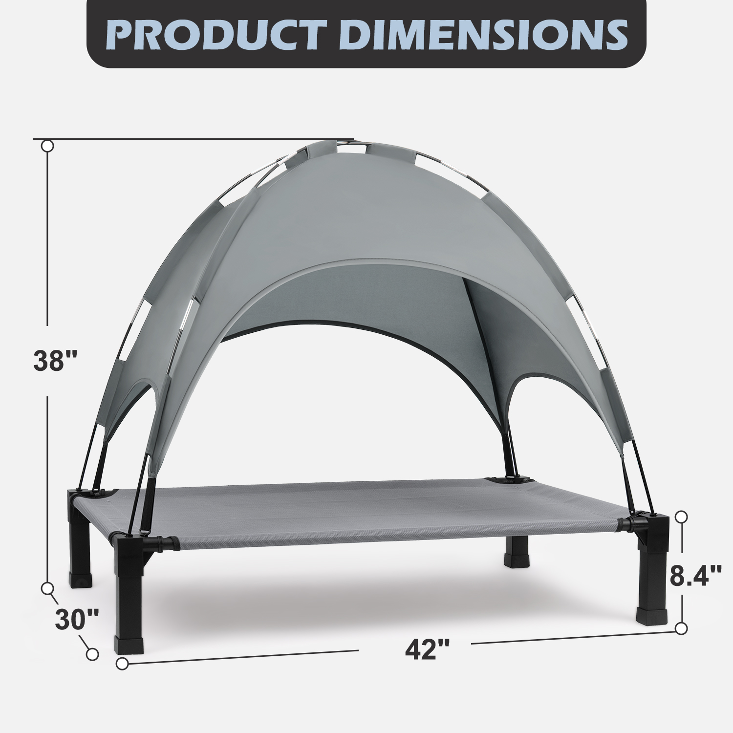 Niubya Cooling Elevated Dog Bed Medium, Grey photo 6