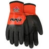 MCR Safety Ninja Coral N9695 Work Gloves 15 Gauge Orange Nylon Shell Black Coating with Full PVC Dip X Large