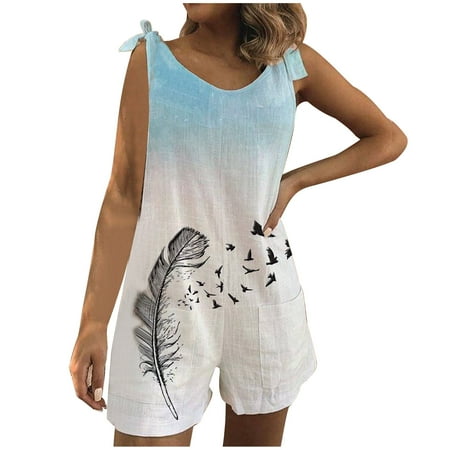 

Inkach Womens Rompers Print Suspender Jumpsuit Pants