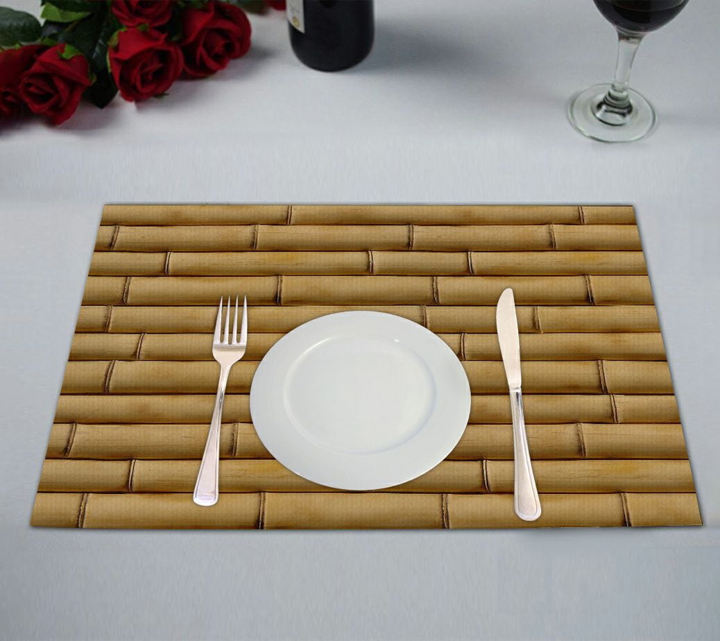 ZKGK Nature Bamboo Wall Placemat Table Mat 12x18 inches,Set of 2