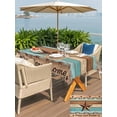thumbnail image 5 of Outdoor Tablecloth with Umbrella Hole for Patio/Picnic/Party/Camping, Western Texas Star Vintage Waterproof Table Cloth Rectangle Table Cover Washable, Retro Farmhouse Turquoise Brown Wood (60"x 84"), 5 of 8