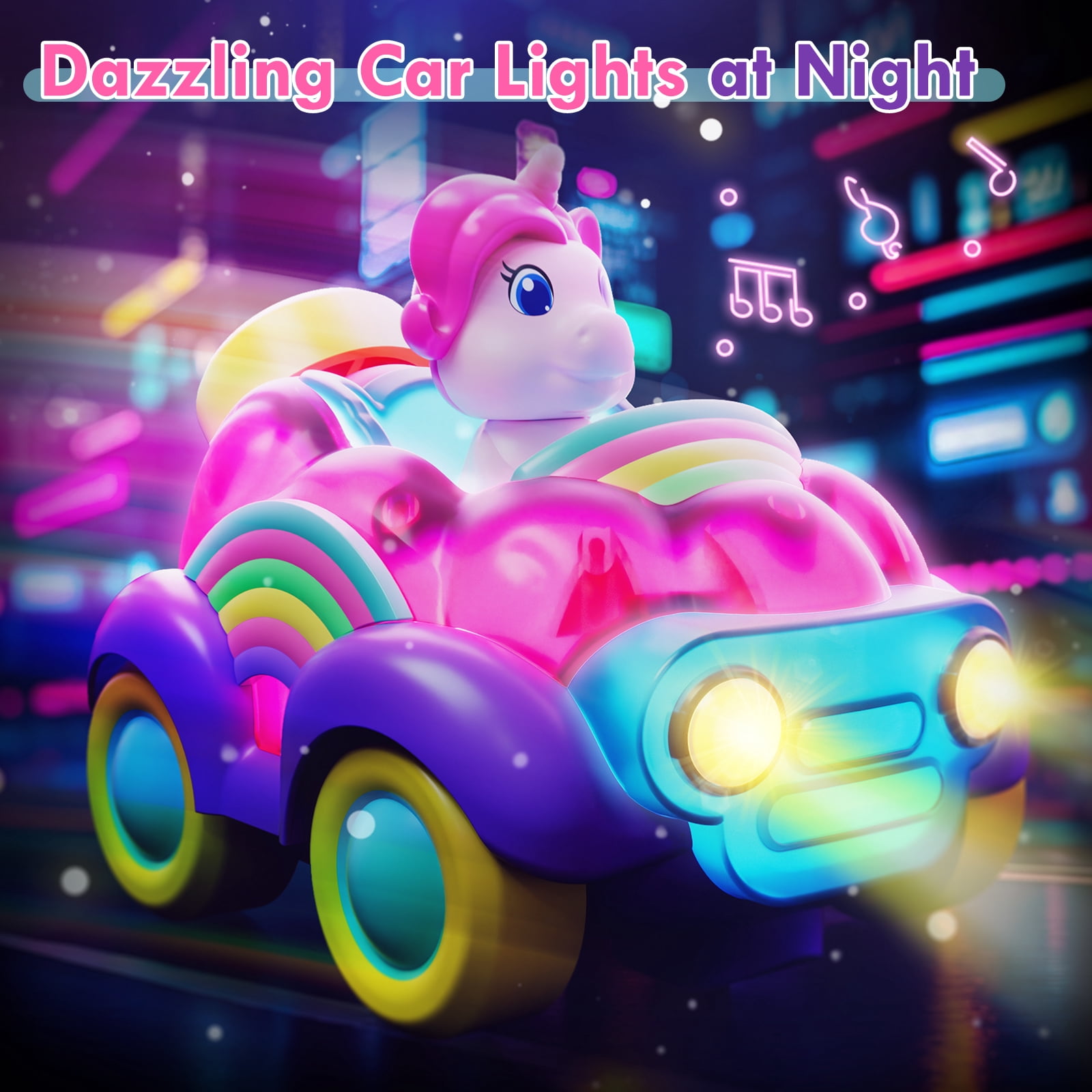 Toddler Girl Toys, Rechargeable Remote Control Car for Toddlers Ages 2-4, Girls Toys, 2 Packs Unicorn Toys RC Cars with Lights & Music, Toys for 2 3 4 Years Old Girls
