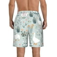 thumbnail image 3 of Disketp Men'S Swim Trunks Hawaiian Breathable Surf Beach Swimsuits Mesh Lining Beach Shorts With Pockets-Goose And Doodle Flowers, 3 of 9