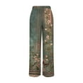 thumbnail image 4 of Wide Leg Pants for Women Drawstring High Waist Palazzo Trouser Business Casual Slacks Lounge Outfits with Pockets Army Green XL, 4 of 5