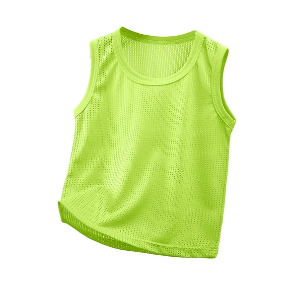 Gubotare Toddler Tank Top Toddler Boy Round Neck Tank Tops Solid Color Undershirt Little Boys Casual Summer Clothing 3-9 Months (Green,Size 3-9 Months)