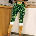 thumbnail image 2 of Women's St. Patrick's Day Leggings Shamrock Stretchy Tights Yoga Pants High Waist Workout Yoga Jogging Sports Soft Stretch Pants(Gold,L), 2 of 7