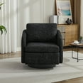 thumbnail image 3 of 31.5"W Swivel Upholstered Chair, Thick Padded Arm Chair with Solid Base, 360-Degree Swivel, Comfortable Mid-Century Sofa Chair Modern Reading Chair for Living Room and Bedroom, Black, Gray, 3 of 7