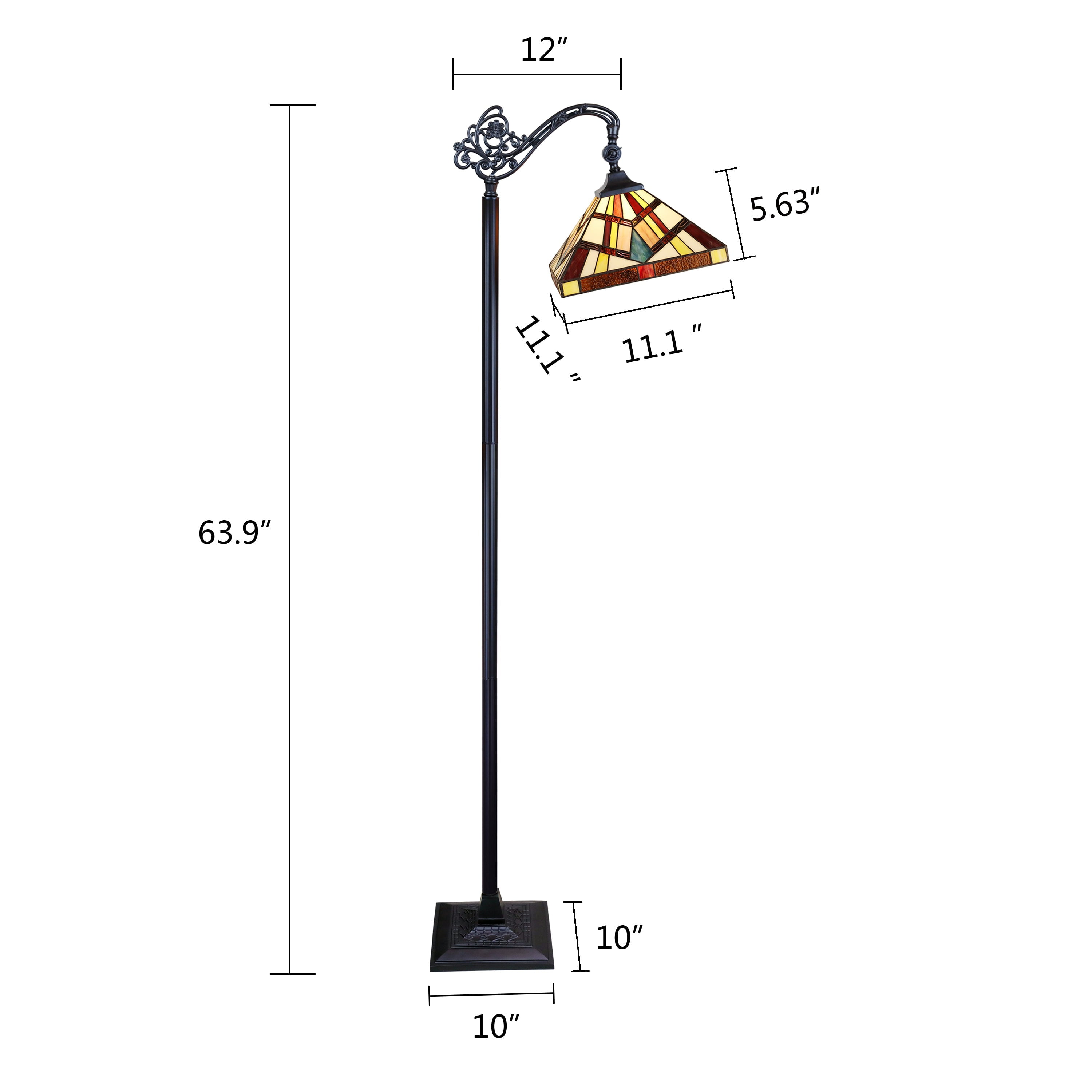 RADIANCE Goods Tiffany-Style Blackish Bronze 1-Light Mission Reading Floor Lamp 11" Shade