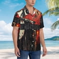 thumbnail image 3 of Balery Abstract Skull Guitar Art Camisas hawaianas de manga corta para hombre, camisas playeras de corte holgado, camisas de vacaciones con botones,Small, 3 of 7